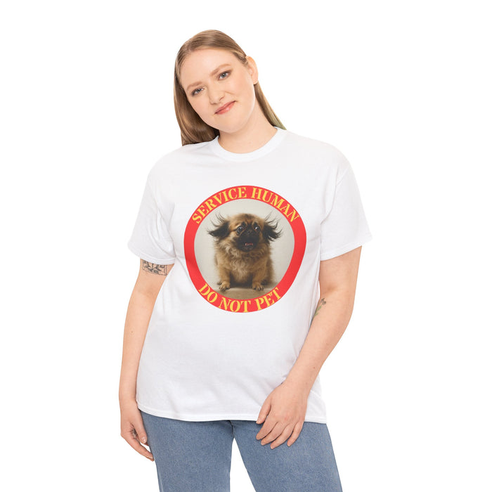 T-Shirt — "Service Human Do Not Pet" Cute Pekingese Dog Graphic Tee