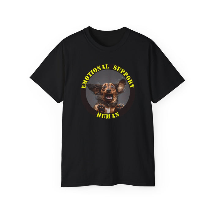 Emotional Support Human Tee - Unisex Cotton Shirt, Funny Dog Lover Gift, Pet Parent Apparel, Quirky Graphic Tee, Supportive Humor Wear