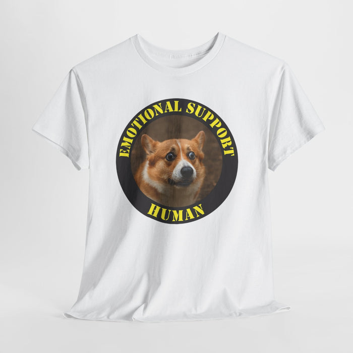 Emotional Support Human T-Shirt — Corgi Badge Graphic Tee