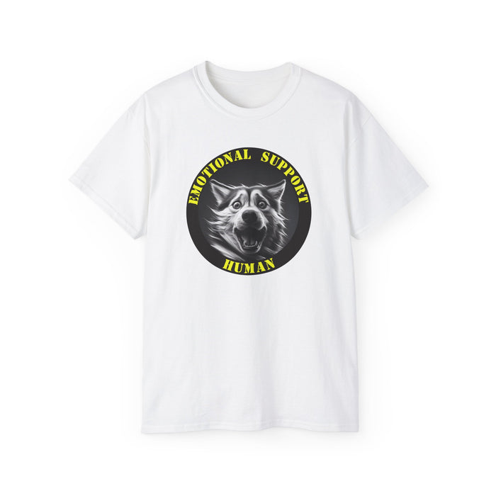 Emotional Support Human Tee - Unisex Cotton Shirt, Funny Dog Lover Gift, Pet Parent Apparel, Quirky Graphic Tee, Supportive Humor Wear