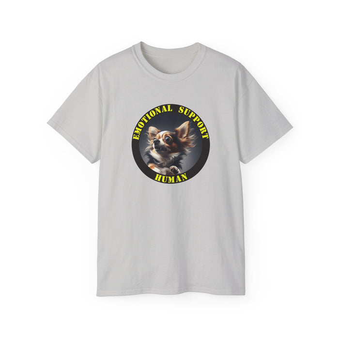 Emotional Support Human Tee - Unisex Cotton Shirt, Funny Dog Lover Gift, Pet Parent Apparel, Quirky Graphic Tee, Supportive Humor Wear