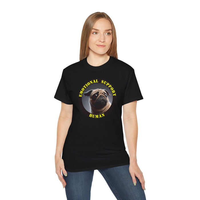 Emotional Support Human Tee - Unisex Cotton Shirt, Funny Dog Lover Gift, Pet Parent Apparel, Quirky Graphic Tee, Supportive Humor Wear