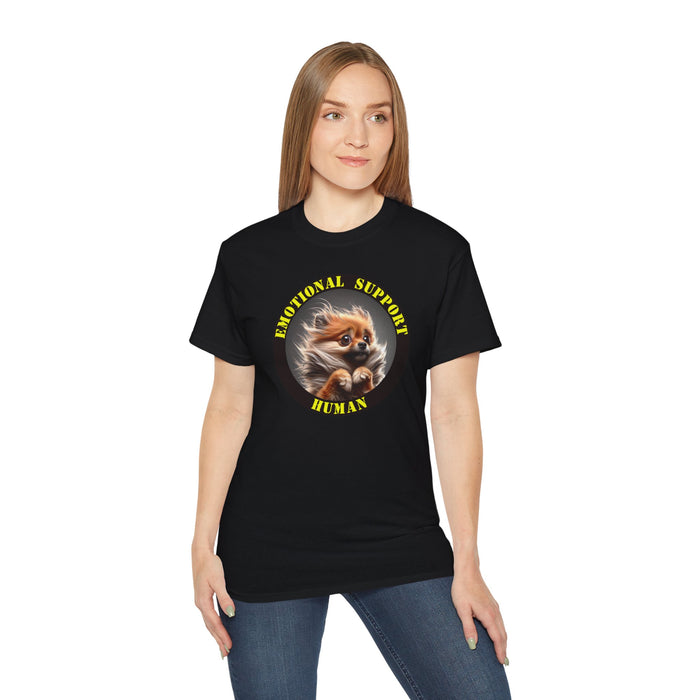 Emotional Support Human Tee - Unisex Cotton Shirt, Funny Dog Lover Gift, Pet Parent Apparel, Quirky Graphic Tee, Supportive Humor Wear