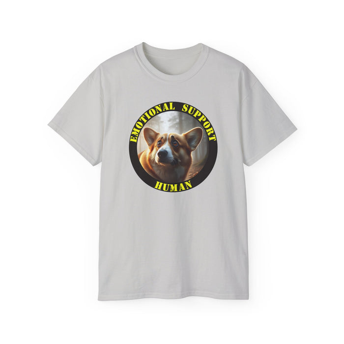 Emotional Support Human Tee - Unisex Cotton Shirt, Funny Dog Lover Gift, Pet Parent Apparel, Quirky Graphic Tee, Supportive Humor Wear