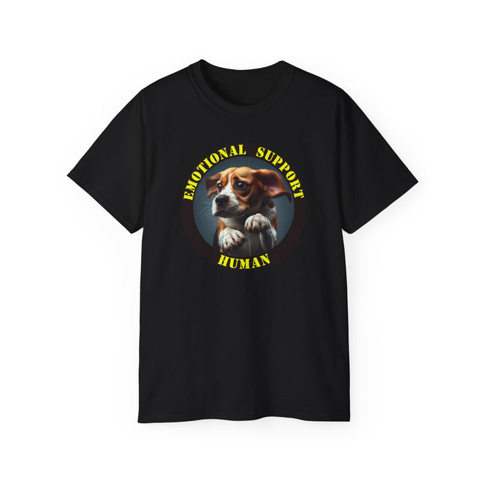 Emotional Support Human Tee - Unisex Cotton Shirt, Funny Dog Lover Gift, Pet Parent Apparel, Quirky Graphic Tee, Supportive Humor Wear