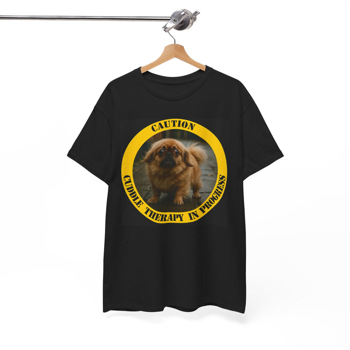 Caution: Cuddle Therapy In Progress T-Shirt — Cute Pekingese Dog Tee