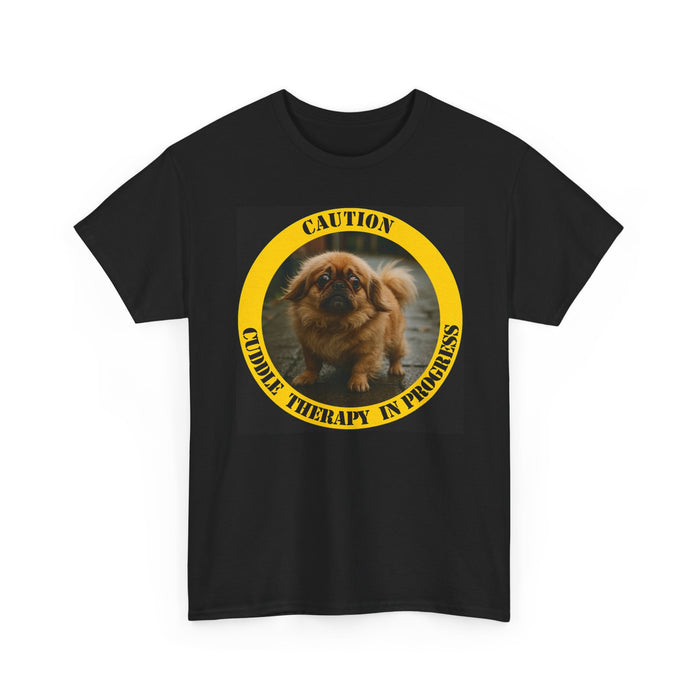 Caution: Cuddle Therapy In Progress T-Shirt — Cute Pekingese Dog Tee