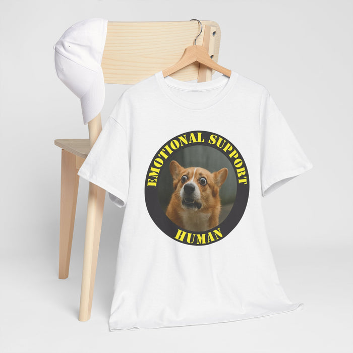 Emotional Support Human Tee — Funny Corgi Pet Lover T-Shirt