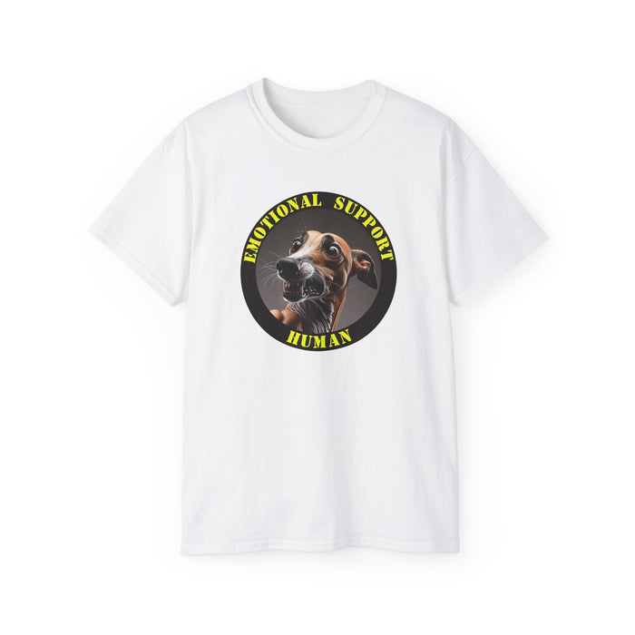 Emotional Support Human Tee - Unisex Cotton Shirt, Funny Dog Lover Gift, Pet Parent Apparel, Quirky Graphic Tee, Supportive Humor Wear