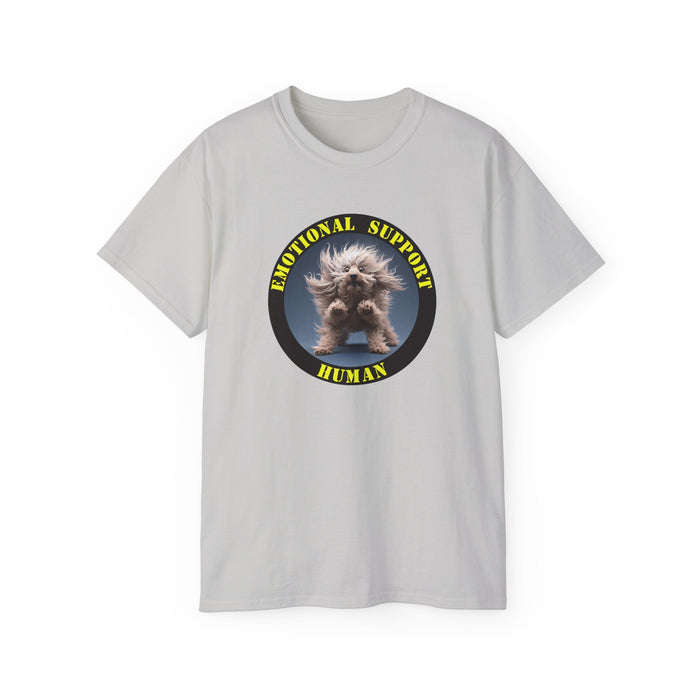 Emotional Support Human Tee - Unisex Cotton Shirt, Funny Dog Lover Gift, Pet Parent Apparel, Quirky Graphic Tee, Supportive Humor Wear