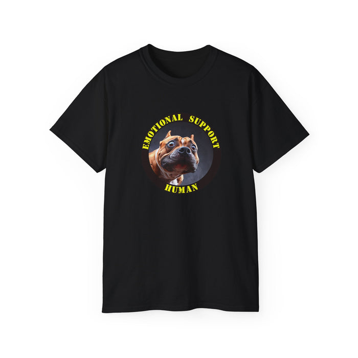 Emotional Support Human Tee - Unisex Cotton Shirt, Funny Dog Lover Gift, Pet Parent Apparel, Quirky Graphic Tee, Supportive Humor Wear