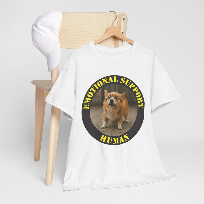 Emotional Support Human Tee — Corgi Badge Pet Lover T-Shirt