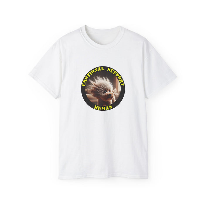 Emotional Support Human Tee - Unisex Cotton Shirt, Funny Dog Lover Gift, Pet Parent Apparel, Quirky Graphic Tee, Supportive Humor Wear