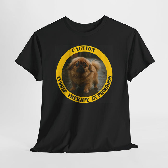 Caution: Cuddle Therapy In Progress T-Shirt — Cute Pekingese Dog Tee