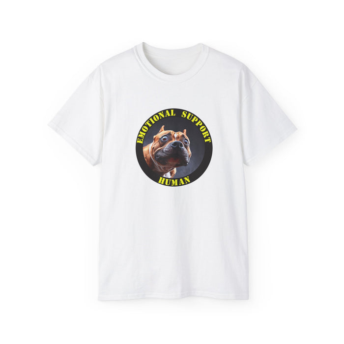 Emotional Support Human Tee - Unisex Cotton Shirt, Funny Dog Lover Gift, Pet Parent Apparel, Quirky Graphic Tee, Supportive Humor Wear