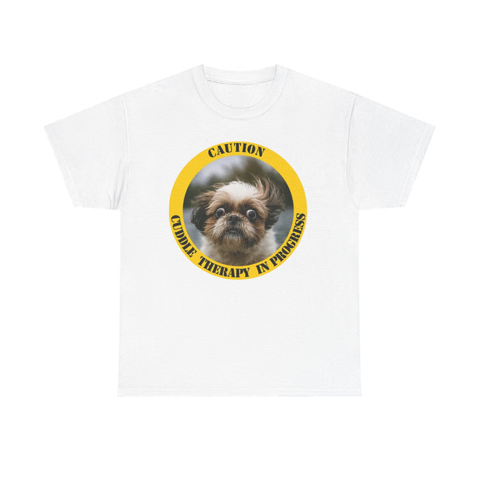 Cuddle Therapy Tee — Cute Dog "Caution: Cuddle Therapy in Progress" T-Shirt