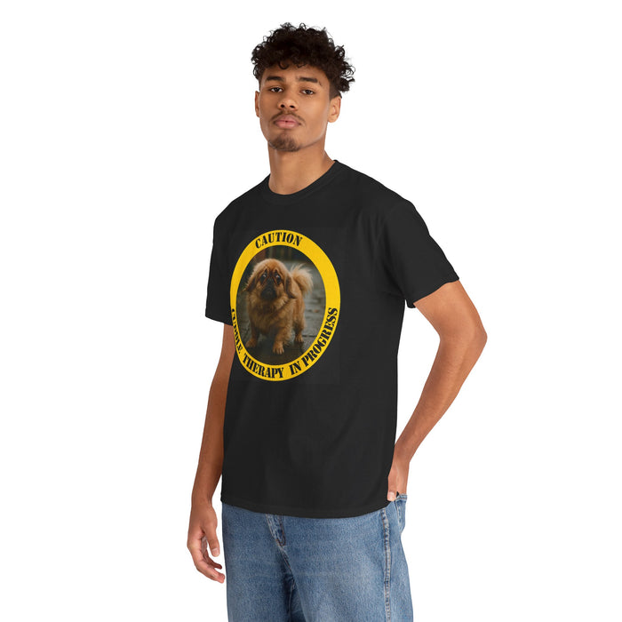 Caution: Cuddle Therapy In Progress T-Shirt — Cute Pekingese Dog Tee