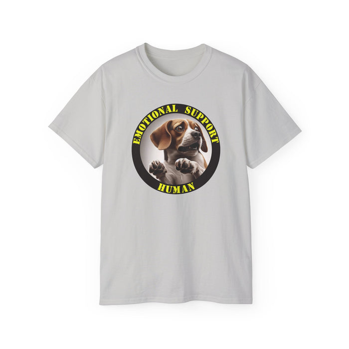 Emotional Support Human Tee - Unisex Cotton Shirt, Funny Dog Lover Gift, Pet Parent Apparel, Quirky Graphic Tee, Supportive Humor Wear