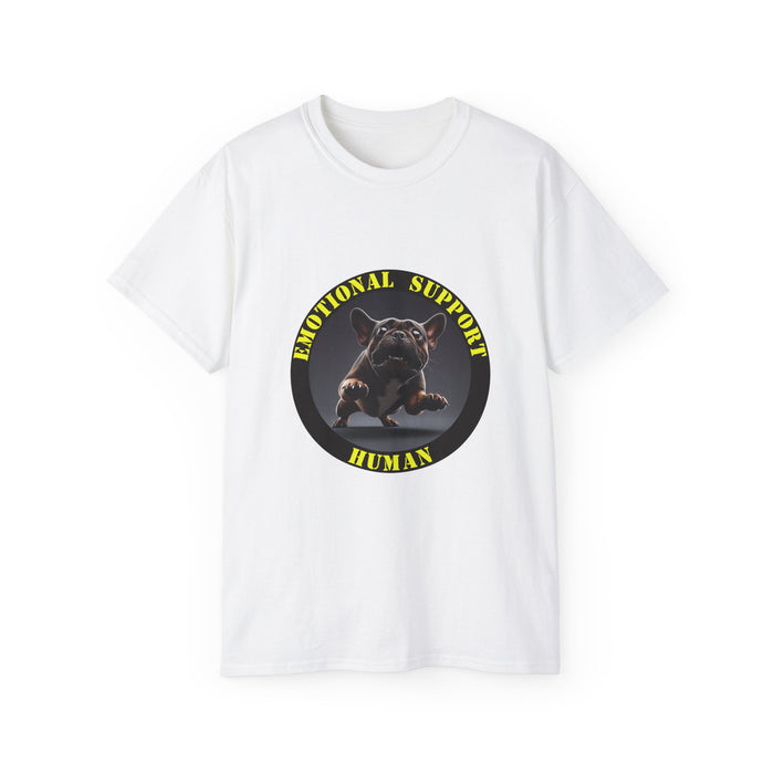 Emotional Support Human Tee - Unisex Cotton Shirt, Funny Dog Lover Gift, Pet Parent Apparel, Quirky Graphic Tee, Supportive Humor Wear