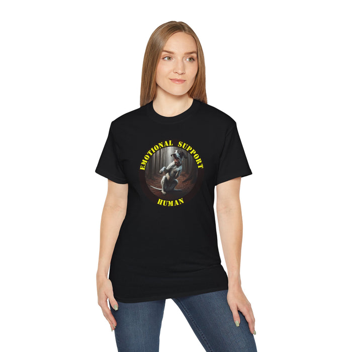 Emotional Support Human Tee - Unisex Cotton Shirt, Funny Dog Lover Gift, Pet Parent Apparel, Quirky Graphic Tee, Supportive Humor Wear