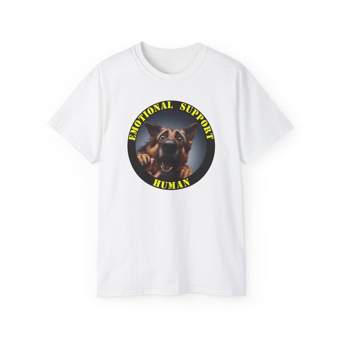 Emotional Support Human Tee - Unisex Cotton Shirt, Funny Dog Lover Gift, Pet Parent Apparel, Quirky Graphic Tee, Supportive Humor Wear