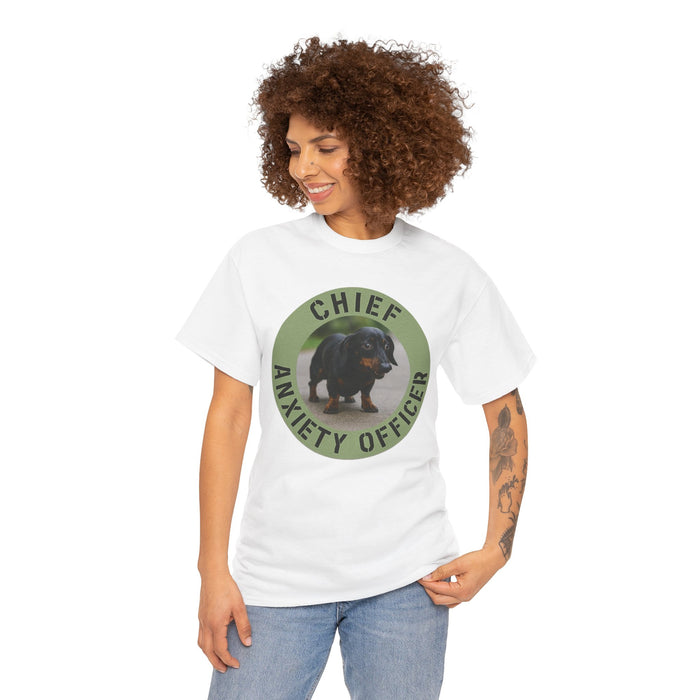 Chief Anxiety Officer T-Shirt — Cute Dachshund Pet Humor Tee