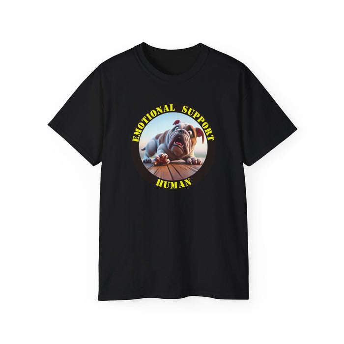 Emotional Support Human Tee - Unisex Cotton Shirt, Funny Dog Lover Gift, Pet Parent Apparel, Quirky Graphic Tee, Supportive Humor Wear