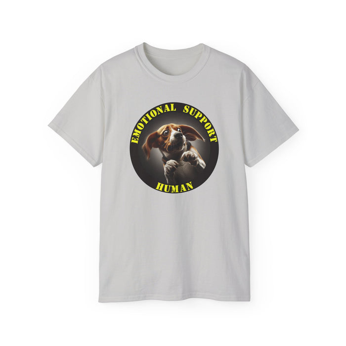 Emotional Support Human Tee - Unisex Cotton Shirt, Funny Dog Lover Gift, Pet Parent Apparel, Quirky Graphic Tee, Supportive Humor Wear