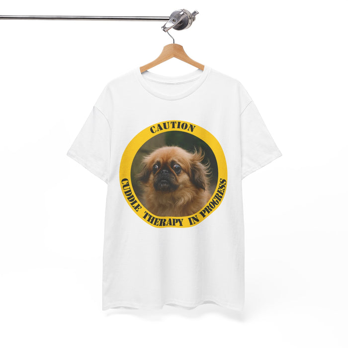 Caution: Cuddle Therapy in Progress T‑Shirt — Cute Pekingese Dog Tee