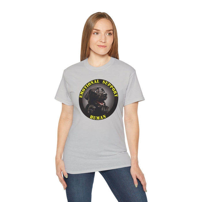 Emotional Support Human Tee - Unisex Cotton Shirt, Funny Dog Lover Gift, Pet Parent Apparel, Quirky Graphic Tee, Supportive Humor Wear