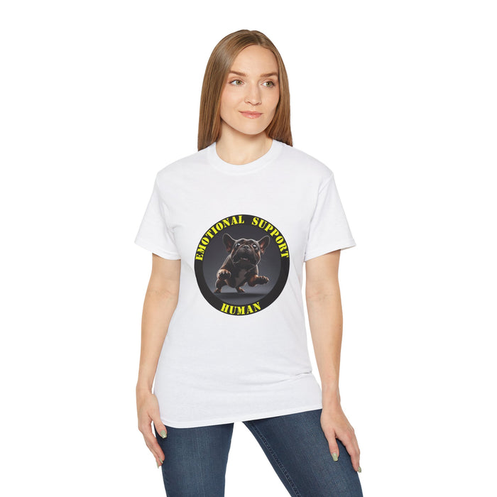 Emotional Support Human Tee - Unisex Cotton Shirt, Funny Dog Lover Gift, Pet Parent Apparel, Quirky Graphic Tee, Supportive Humor Wear