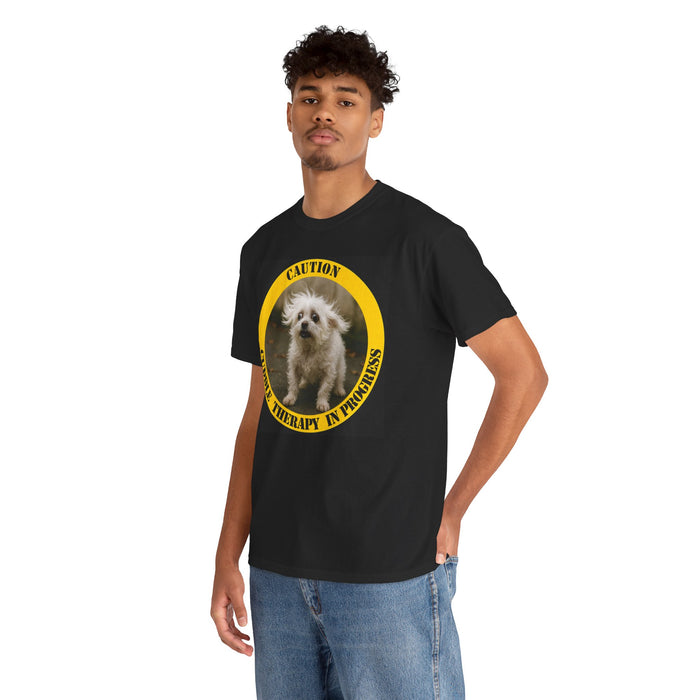 Caution: Cuddle Therapy in Progress – Dog Photo T-Shirt