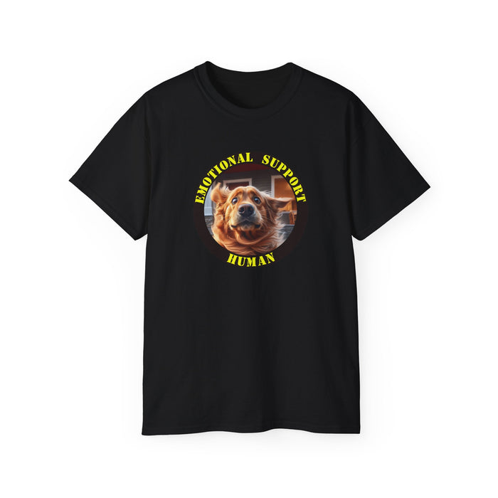 Emotional Support Human Tee - Unisex Cotton Shirt, Funny Dog Lover Gift, Pet Parent Apparel, Quirky Graphic Tee, Supportive Humor Wear