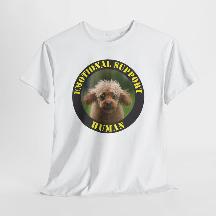 Emotional Support Human T‑Shirt — Cute Poodle Badge Tee for Dog Lovers