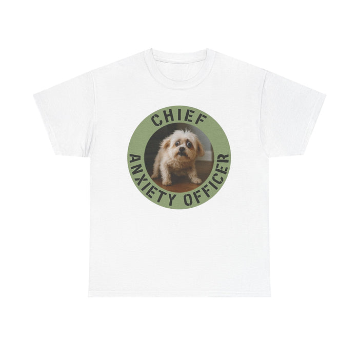 Chief Anxiety Officer Tee — Cute Dog Graphic T-Shirt for Dog Lovers & Anxious Humor