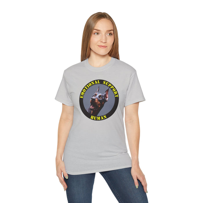 Emotional Support Human Tee - Unisex Cotton Shirt, Funny Dog Lover Gift, Pet Parent Apparel, Quirky Graphic Tee, Supportive Humor Wear