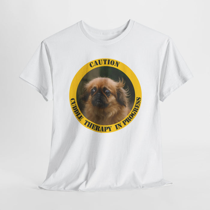 Caution: Cuddle Therapy in Progress T‑Shirt — Cute Pekingese Dog Tee