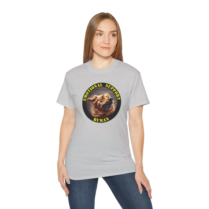 Emotional Support Human Tee - Unisex Cotton Shirt, Funny Dog Lover Gift, Pet Parent Apparel, Quirky Graphic Tee, Supportive Humor Wear