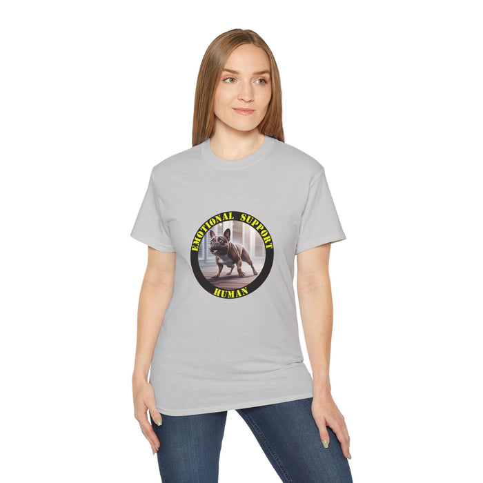 Emotional Support Human Tee - Unisex Cotton Shirt, Funny Dog Lover Gift, Pet Parent Apparel, Quirky Graphic Tee, Supportive Humor Wear