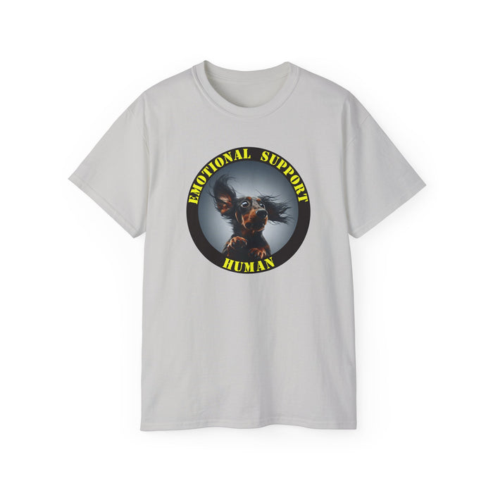 Emotional Support Human Tee - Unisex Cotton Shirt, Funny Dog Lover Gift, Pet Parent Apparel, Quirky Graphic Tee, Supportive Humor Wear