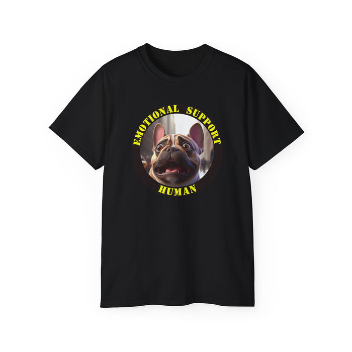 H1 Emotional Support Human Tee - Unisex Cotton Shirt, Funny Dog Lover Gift, Pet Parent Apparel, Quirky Graphic Tee, Supportive Humor Wear..