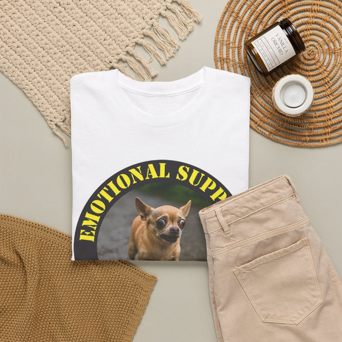 Emotional Support Human T-Shirt — Funny Pet Therapy Tee with Chihuahua Photo