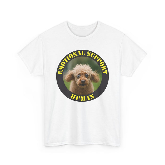 Emotional Support Human T‑Shirt — Cute Poodle Badge Tee for Dog Lovers