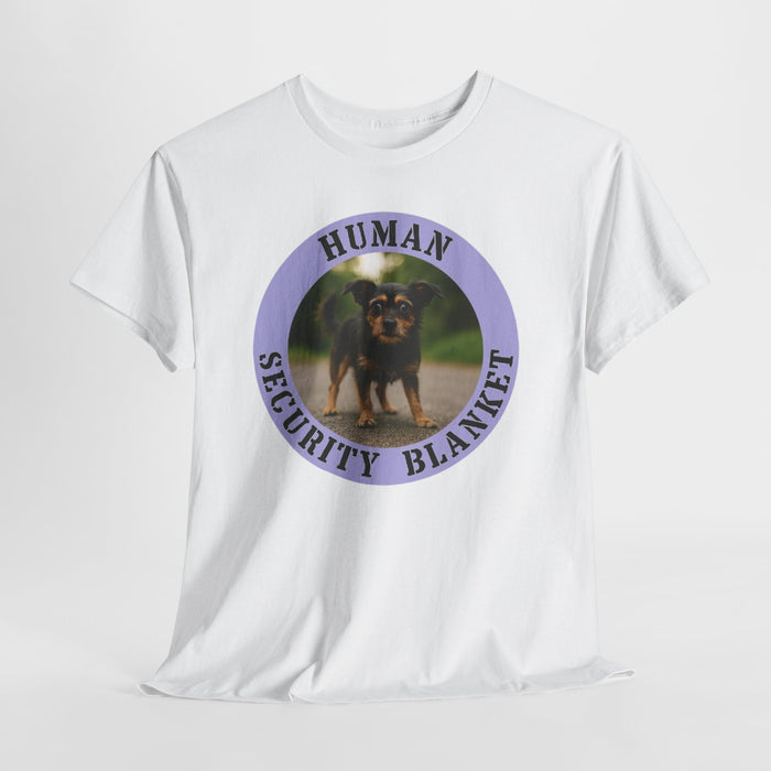 T-Shirt — "Human Security Blanket" Funny Dog Photo Tee
