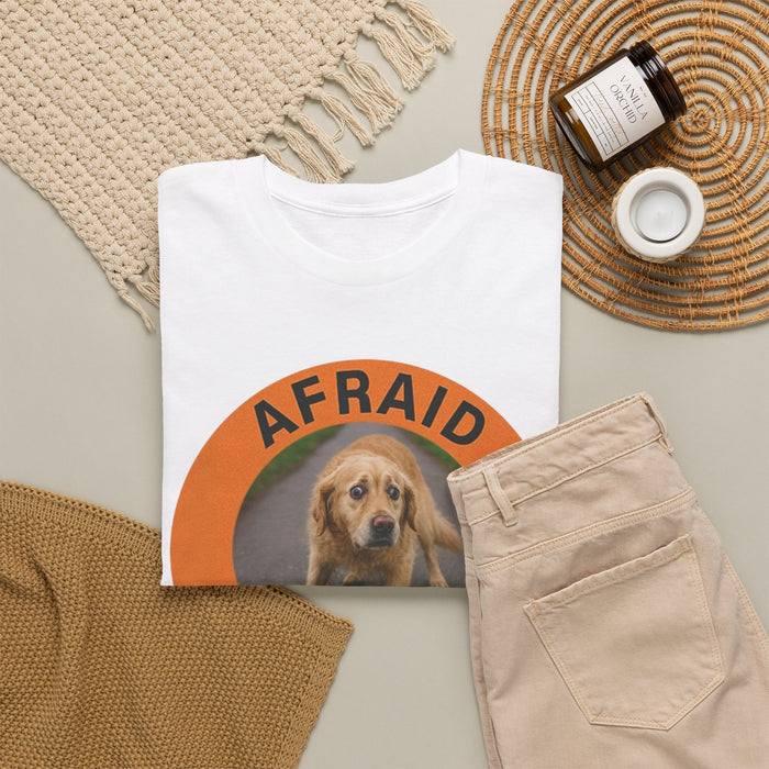 Afraid But Trying Tee — Cute Anxious Puppy Motivational T‑Shirt