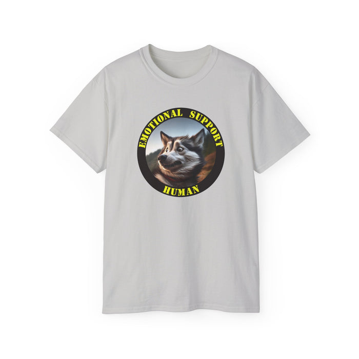 Emotional Support Human Tee - Unisex Cotton Shirt, Funny Dog Lover Gift, Pet Parent Apparel, Quirky Graphic Tee, Supportive Humor Wear