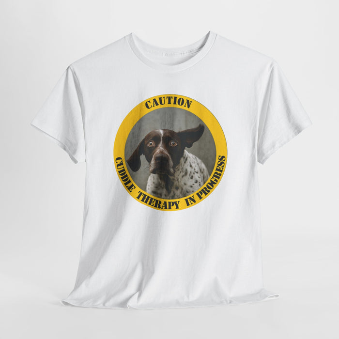 Dog Therapy T-Shirt — "Caution: Canine Therapy in Progress" Cute Springer Photo Tee