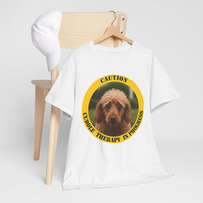 T-Shirt — "Caution: Canine Therapy in Progress" Dog Photo Tee