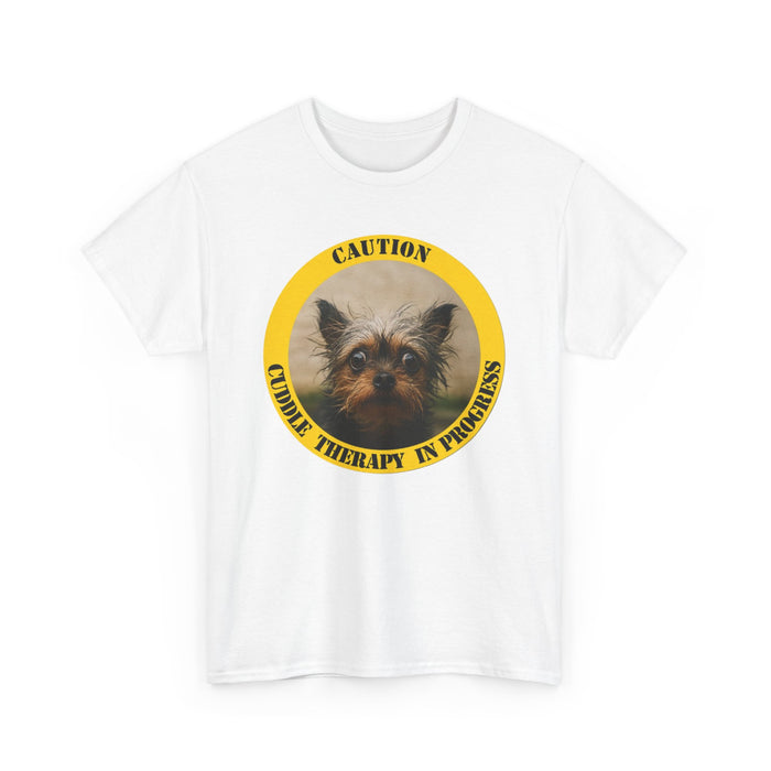 T-Shirt — Caution: Canine Therapy In Progress (Yorkie Dog Graphic)