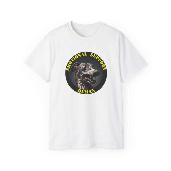 Emotional Support Human Tee - Unisex Cotton Shirt, Funny Dog Lover Gift, Pet Parent Apparel, Quirky Graphic Tee, Supportive Humor Wear